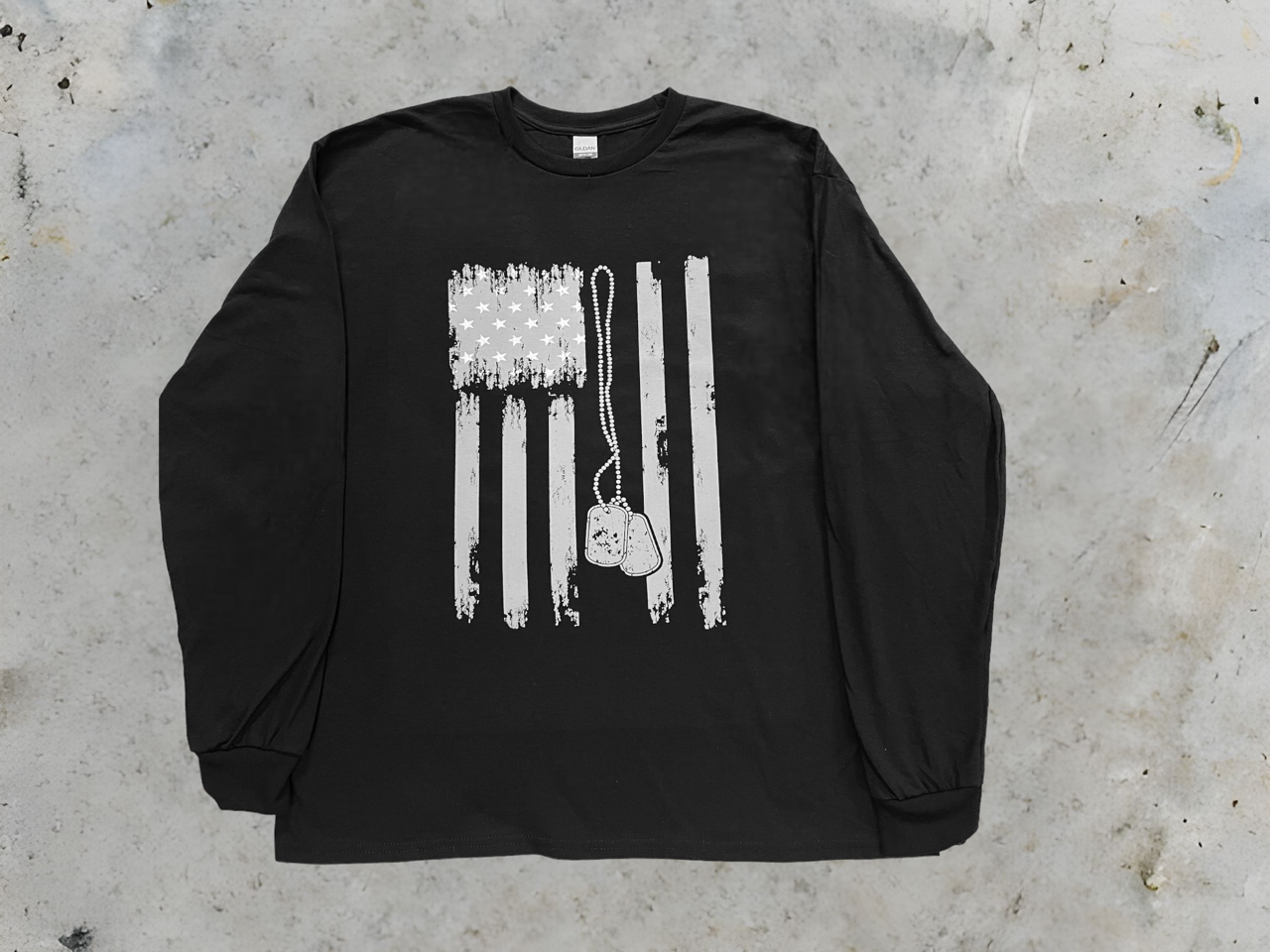 USA Flag with Dog Tags